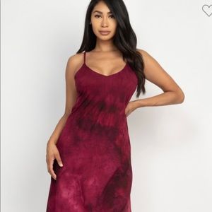 This Red Tie Dye Spaghetti Strap Maxi Is A Dress You've Gotta Have!